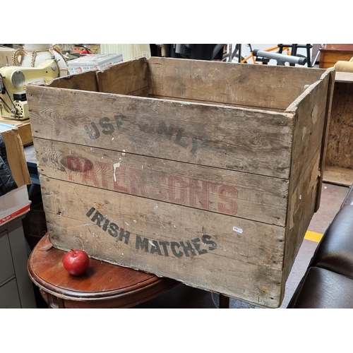 367 - A very large original vintage wooden crate, reading 