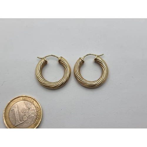 50 - A pair of 9K gold hoop earrings. Total weight 2.5g.