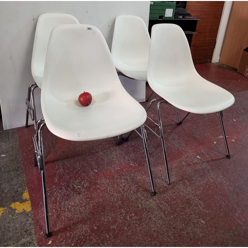 601 - Star Lot: A great set of four authentic Vitra Eames white toned stacking 