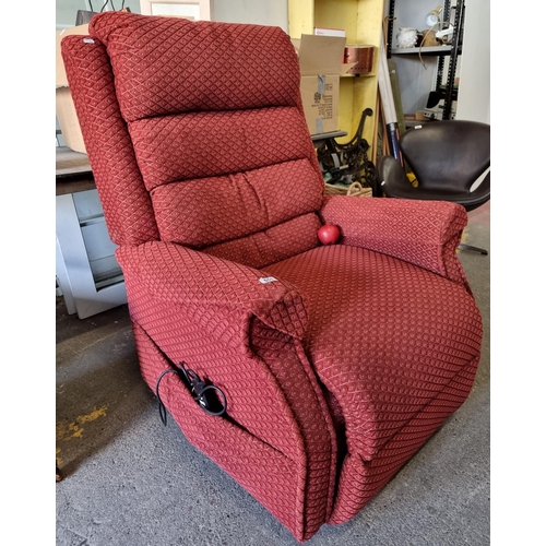 611 - A Restwell twin motor electric recliner armchair by Medicare. In a nice comfy red diamond quilt patt... 