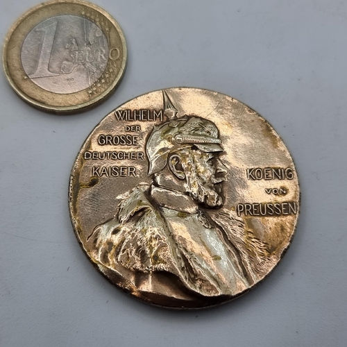 753 - An interesting Kaiser Wilhelm I medallion, dated 1897. Possibly bronze.