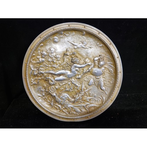 253 - Two antique circular decorative bas-relief plaques depicting Perseus and Andromeda, after Anton More... 