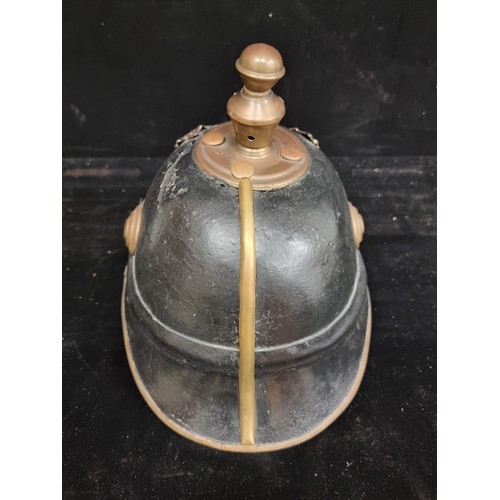 170 - Star Lot : An original antique Prussian military officer pickelhaube helmet inscribed with ''Mit Got... 