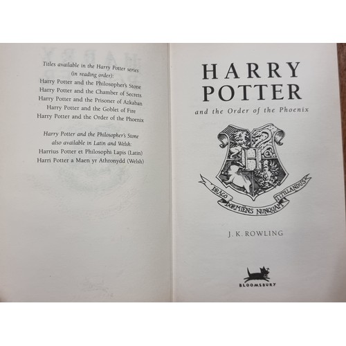 185 - A hardback first edition copy of the book: ''Harry Potter and the Order of Phoenix'' by J.K. Rowling... 