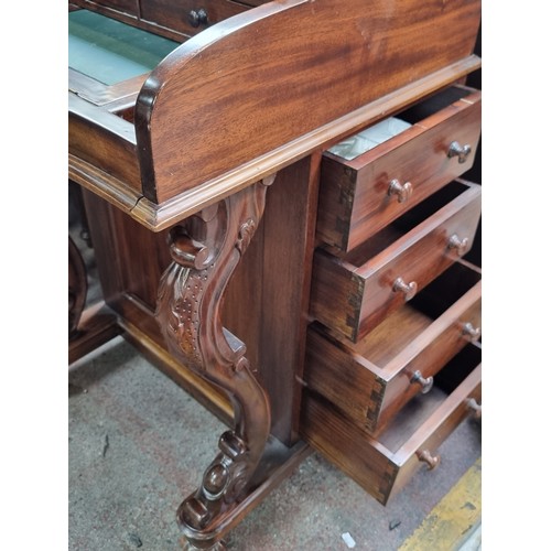 386 - Star Lot : A fabulous serpentine Davenport desk with a secret pop up top. The pull out fitted interi... 