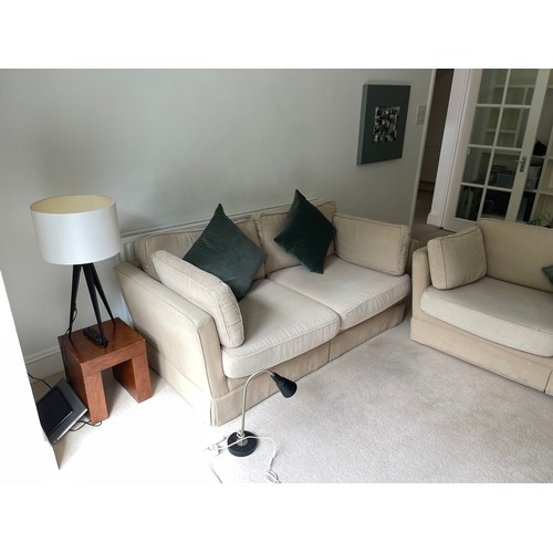 169 - A lovely quality Sofa Works 3 + 2 linen suite in good order. Collection by appointment within 14 day... 