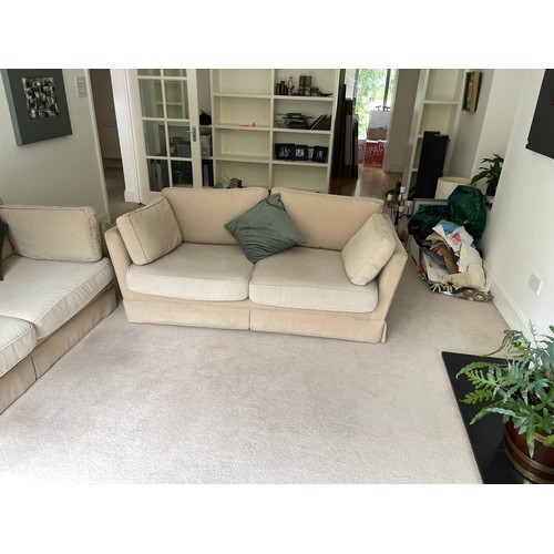 169 - A lovely quality Sofa Works 3 + 2 linen suite in good order. Collection by appointment within 14 day... 