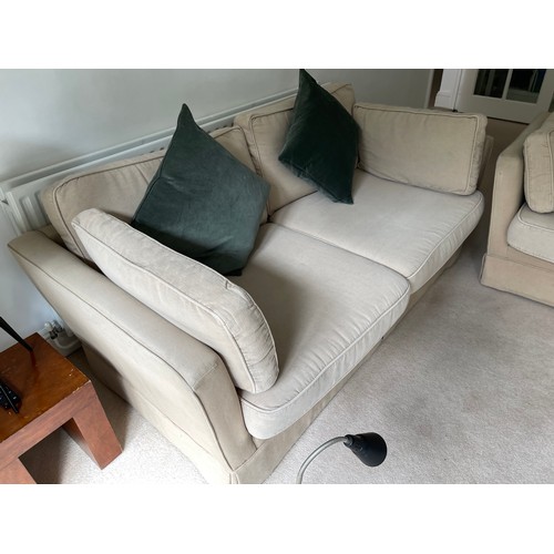 169 - A lovely quality Sofa Works 3 + 2 linen suite in good order. Collection by appointment within 14 day... 