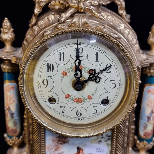 161 - Star Lot : A 19th century French style mantle clock by Franz Hermle, Germany. Striking on bells with... 