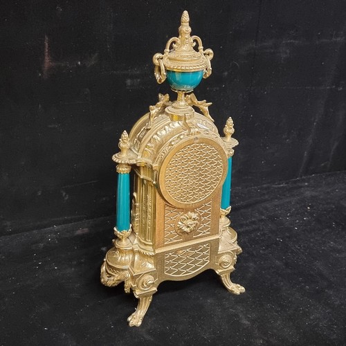 161 - Star Lot : A 19th century French style mantle clock by Franz Hermle, Germany. Striking on bells with... 