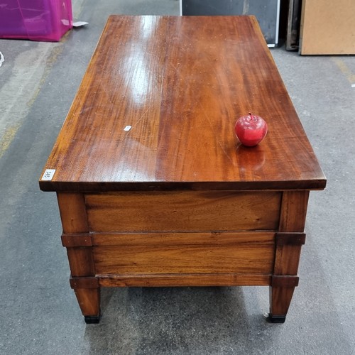 345 - A Fabulous Empire Style wooden coffee table with four drawers to each side and brass drop handles. H... 