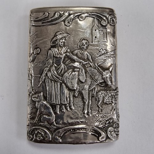 746 - A continental silver vesta case with striker to base. Featuring highly decorated detail. Silver cont... 