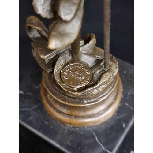 117 - Stra Lot : A super heavy bronze figure of Lady Justice, defiantly brandishing her scales and sword a... 