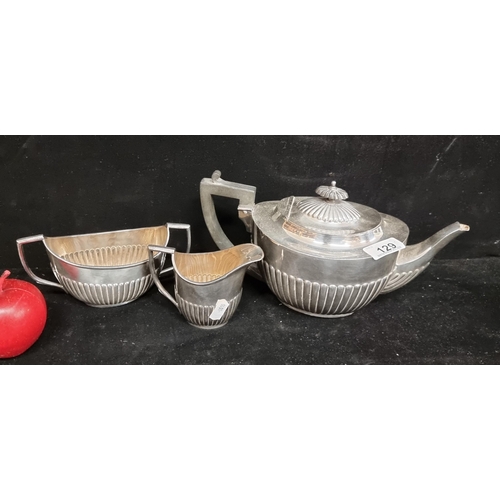 129 - Three pieces of Victorian silver plated serving ware by W.H Hutton & Sons, with gadrooned detail and... 