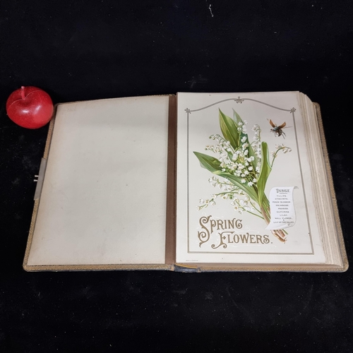 241 - A stunning example of an antique Victorian photo album with heavy card mounts decorated with floral ... 