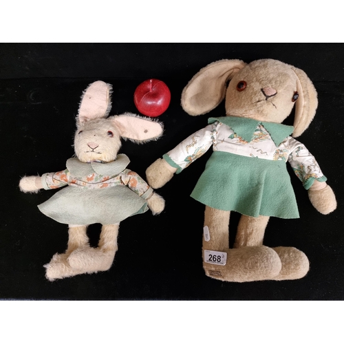 268 - Two vintage, English made rabbit plush toys by Merrythought, both with original labels. These charmi... 