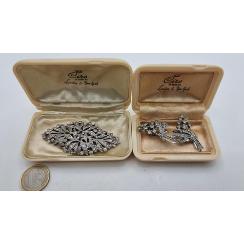33 - Two designer Ciro jewellery items  including a Marcasite brooch, which can be seperated to form a pa... 
