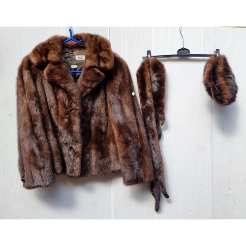 362 - Three high quality vintage matching mink clothing items including a hat, a stole and a beautiful pel... 