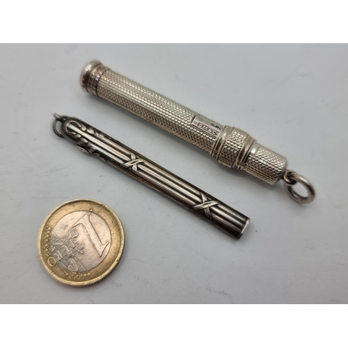 419 - Two sterling silver pencil holders, one example is marked Samuel Morden and Co. Total weight: 16.55 ... 