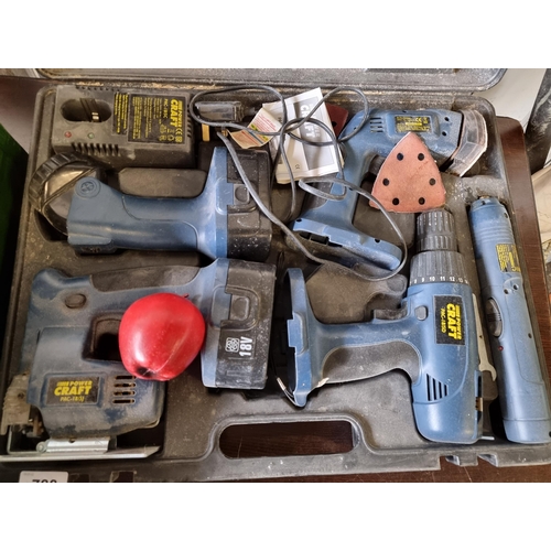 788 - A cordless power tool set, including a cordless drill, detail sander, jigsaw, torch and screwdriver.... 