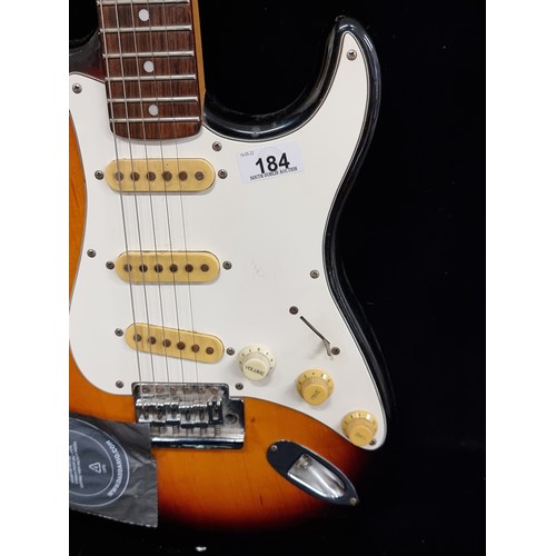 184 - A Hohner Arbor Series, Stratocaster style electric guitar in a vintage sunburst colourway, with a wh... 