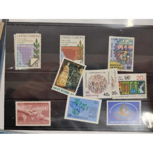 195 - Two stamp albums containing a wonderful collection of mint condition and used United Nations stamps ... 