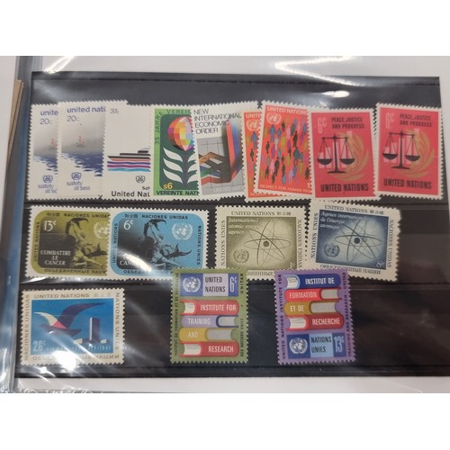 195 - Two stamp albums containing a wonderful collection of mint condition and used United Nations stamps ... 