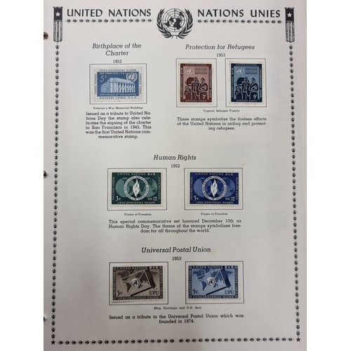 195 - Two stamp albums containing a wonderful collection of mint condition and used United Nations stamps ... 