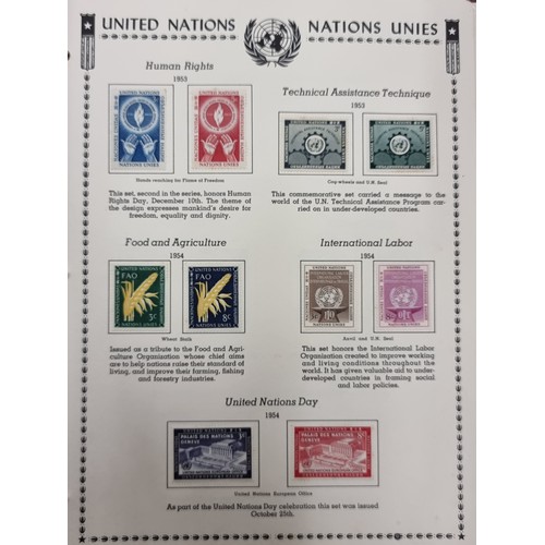 195 - Two stamp albums containing a wonderful collection of mint condition and used United Nations stamps ... 