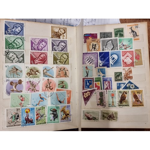 203 - Two beautiful vintage stamp albums, both filled completely with International stamps from countries ... 