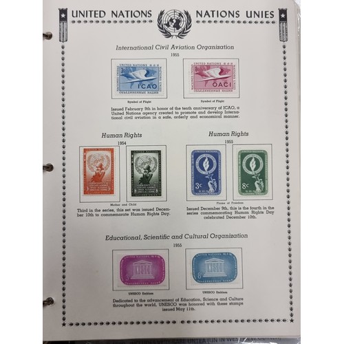 195 - Two stamp albums containing a wonderful collection of mint condition and used United Nations stamps ... 