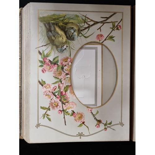 241 - A stunning example of an antique Victorian photo album with heavy card mounts decorated with floral ... 