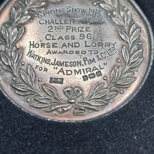 407 - A Sterling Silver spring show 1913 challenge cup medal,for the second prize of the class of 