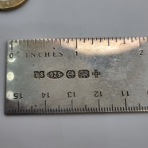 416 - A sterling silver 6 inch ruler, hallmarked Sheffield. Stamped 