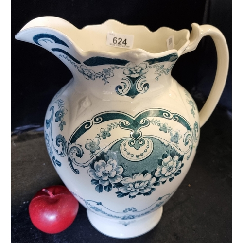 624 - A very large F & Sons ceramic spouted pitcher in the Perth pattern. In super condition.
