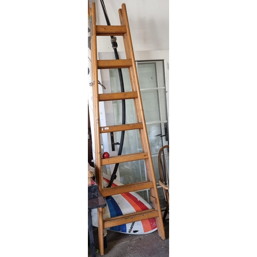 637 - A super  heavy duty, vintage wooden painters ladder. Total height 244cm best one I have seen