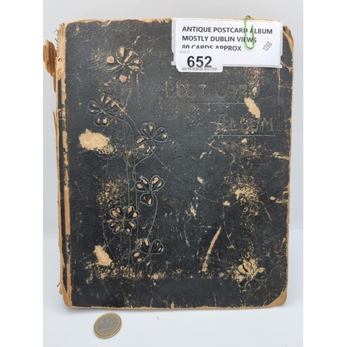 652 - A very interesting antique post card album, of approximately 80 cards. Mostly in vivid colour form, ... 