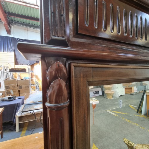 400 - An absolutely stunning standing bevelled dressing mirror with an elaborate carved frame, clawed feet... 