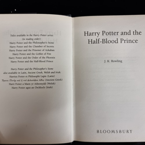 274 - A first edition copy of the book entitled: ''Harry Potter and the Half-Blood Prince'' by J.K. Rowlin... 
