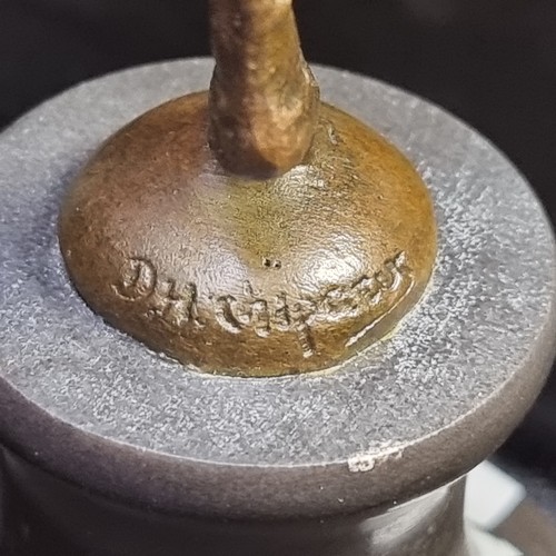 643 - A beautiful Art Deco style bronze sculpture of a female dancer with detailed leotard and headgear. B... 