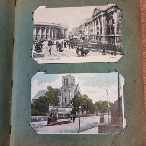 652 - A very interesting antique post card album, of approximately 80 cards. Mostly in vivid colour form, ... 