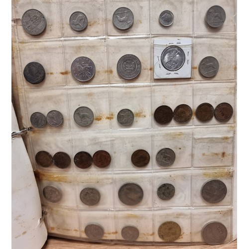 653 - A very large collection of approximately 300 coins, contained neatly in a coin mounted album. This c... 