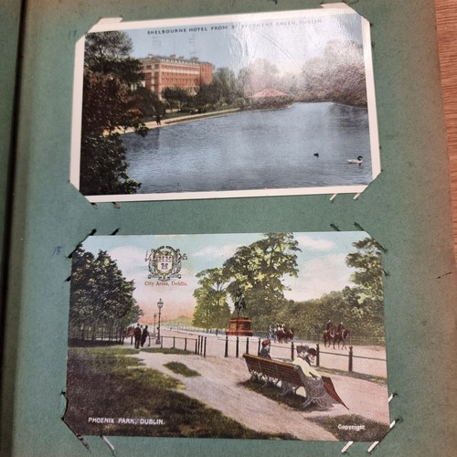 652 - A very interesting antique post card album, of approximately 80 cards. Mostly in vivid colour form, ... 