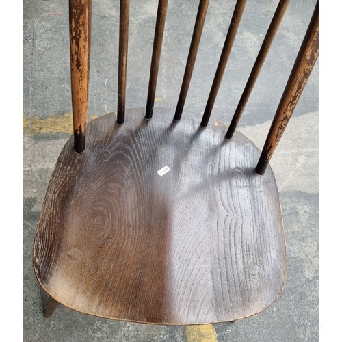 638 - Star Lot : Four very handsome, genuine vintage Ercol chairs. With wonderful delicately turned spindl... 