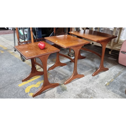 614 - A set of three teak mid-century G Plan nesting tables in very good condition.