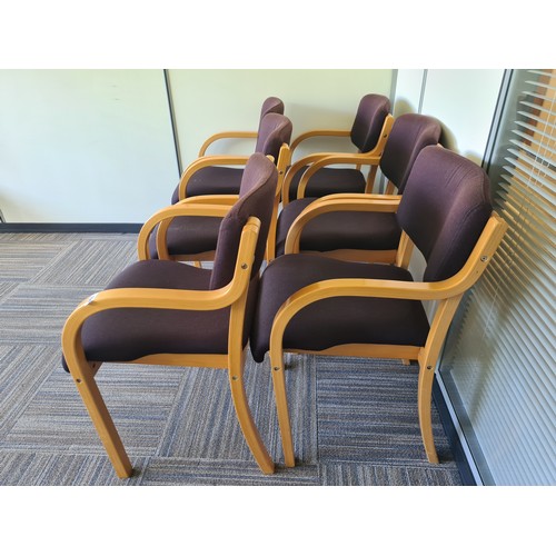 96 - Six good bentwood meeting chairs with purple fabric in very good order.  Located in the executive of... 