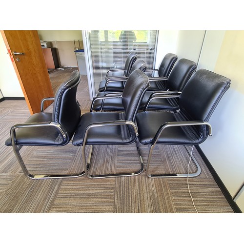 100 - Seven good cantilver executive Leather boardroom chairs from Layform. (they match the boardroom chai... 