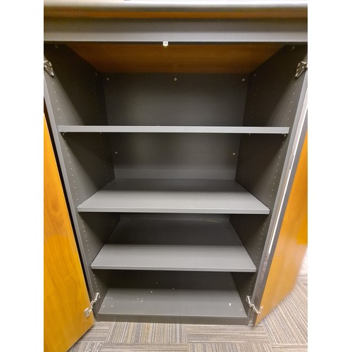 119 - Good two door office cabinet with Golden oak door, Possible key.