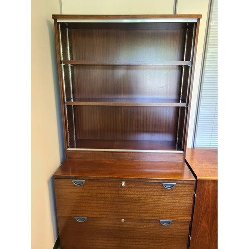 120 - Nice straight large manager desk with curved front with 2 matching cabinets inc one with an open boo... 