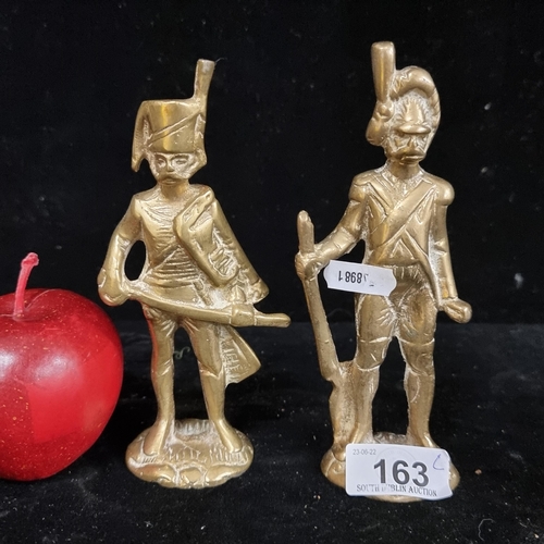 163 - Two heavy vintage brass figurines of soldiers from the French Imperial Army. Great detail throughout... 